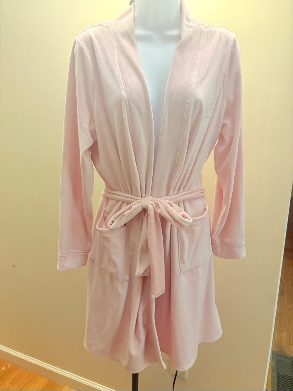 Pink Velvet Juicy Couture Robe w Belt Rhinestones Size Medium